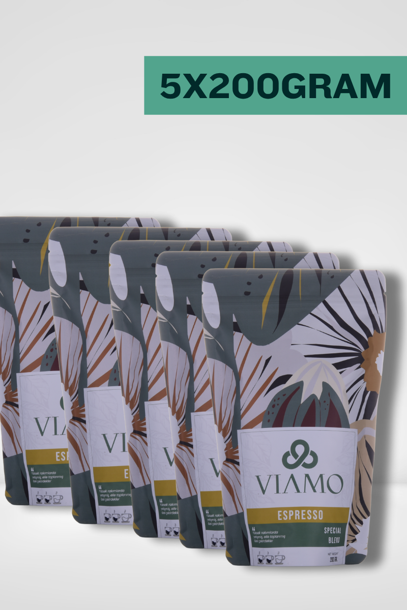 5 Adet Çekirdek Espresso Kahve 200 gram Orta Kavrulmuş Gold 5x200gram